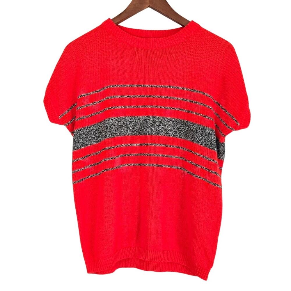 Vintage 80's Retro Gorpcore Indie Sleaze Koret Red Short Sleeve Knit Sweater XL